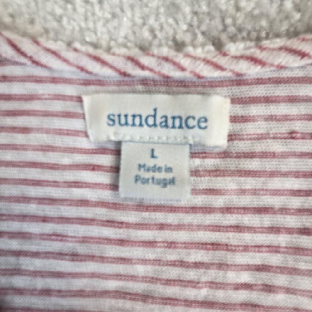 Sundance Womens Linen V Neck Tunic Size Lg Red White Stripe Nautical - Picture 4 of 7